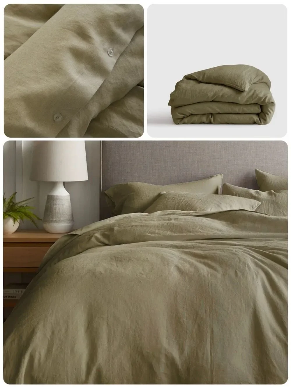 QUINCE European Linen Duvet Cover - Twin - Aloe